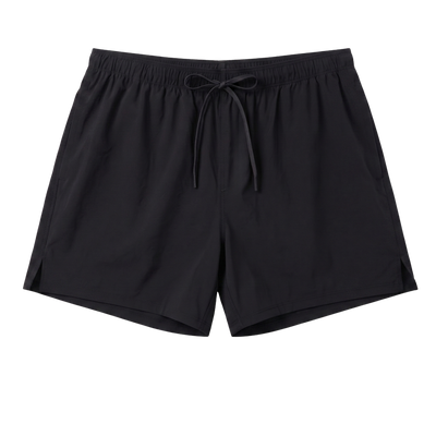 ORUUN Aero Motion running shorts in black, front view – lightweight quick-dry running shorts for hot-weather training